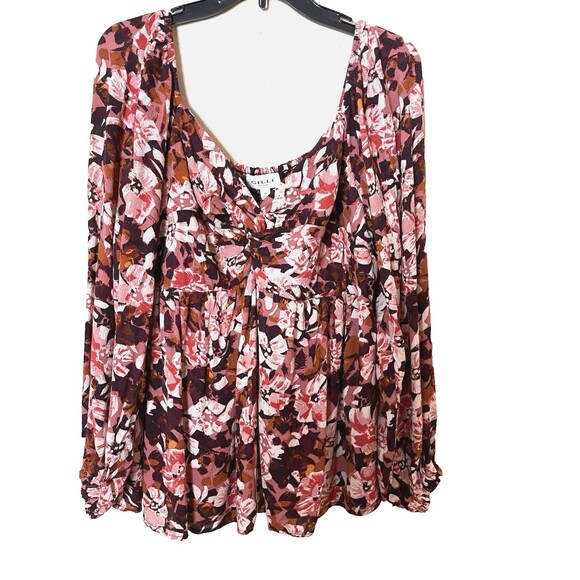 NWT Gilli Women's Multi-Color Floral Long Sleeve Blouse Smocked Back Size 1X - Picture 1 of 9